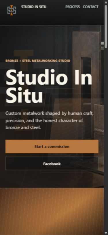 Studio In Situ website on mobile
